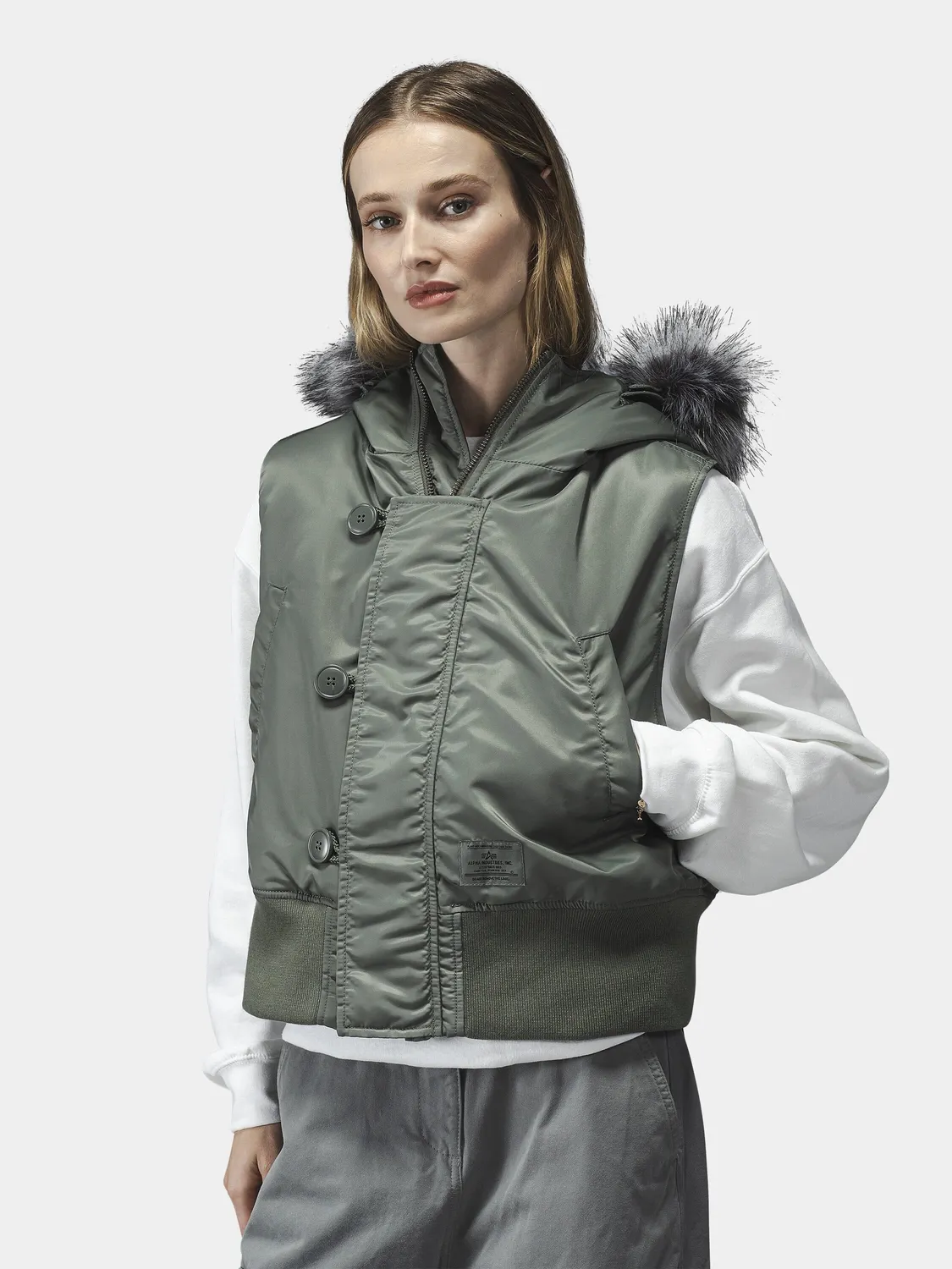 Alpha Industries N-2B gilet femme gris matelassé