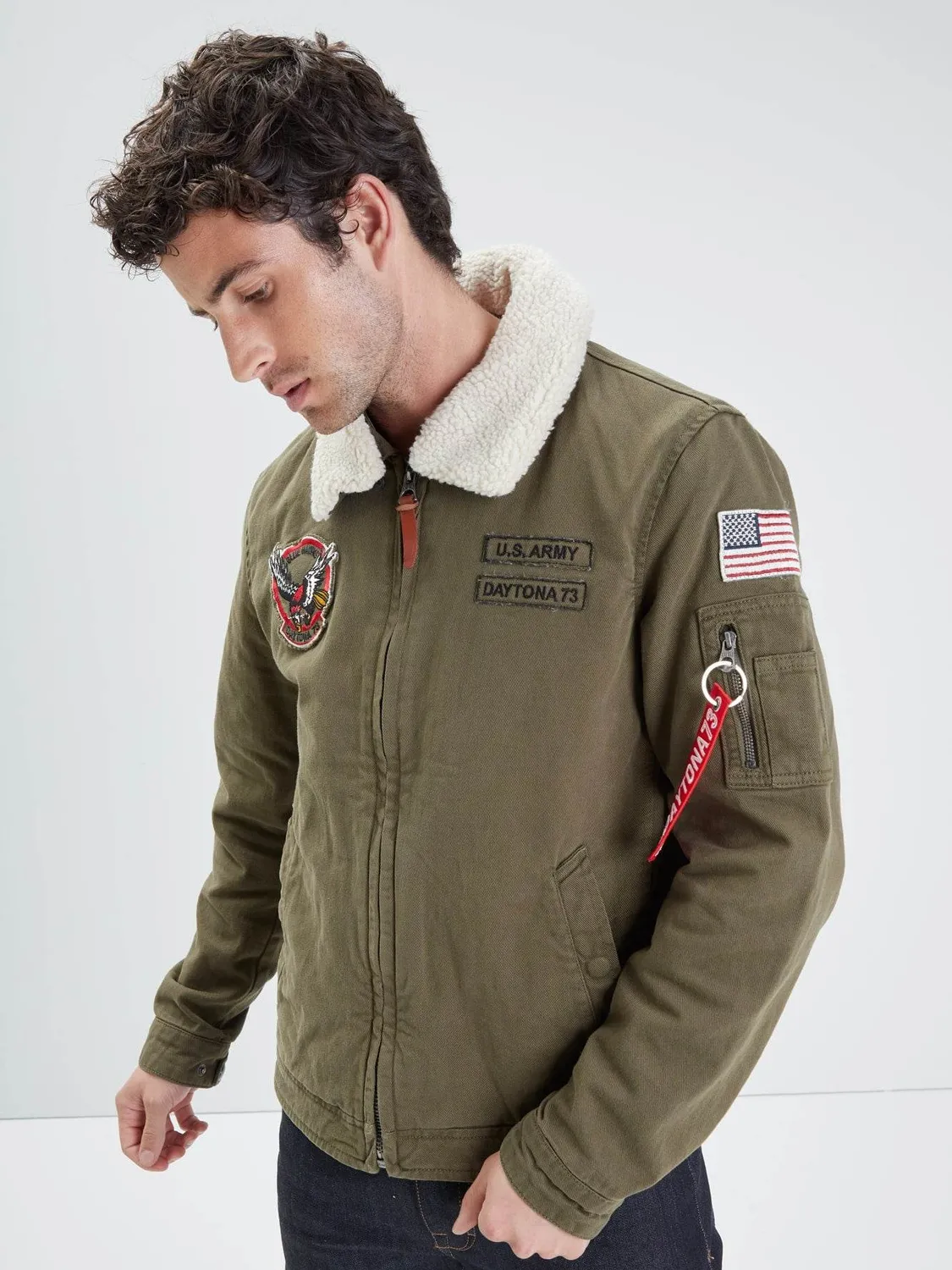 Daytona Sentinel veste aviateur homme kaki col amovible