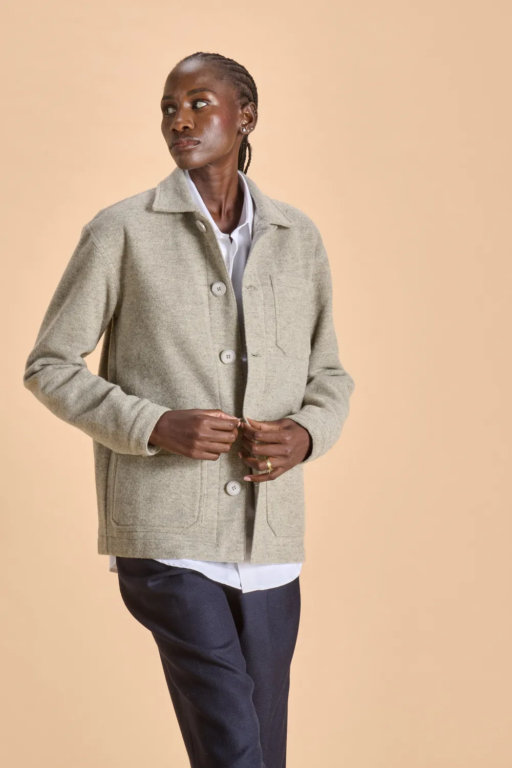 Soubacq Bleu Patagonia veste laine grise