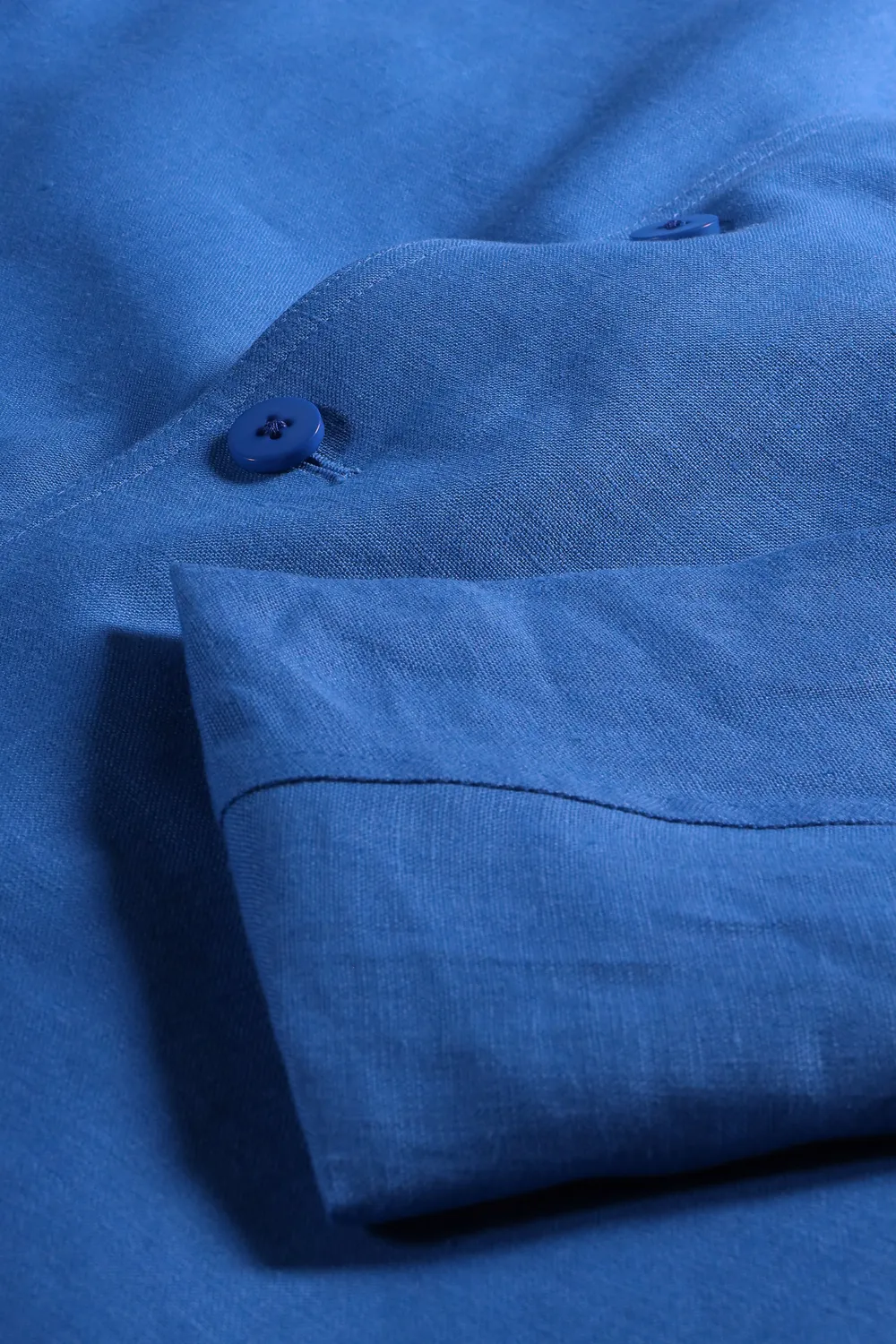 Hollington Megève veste lin légère bleue col officier