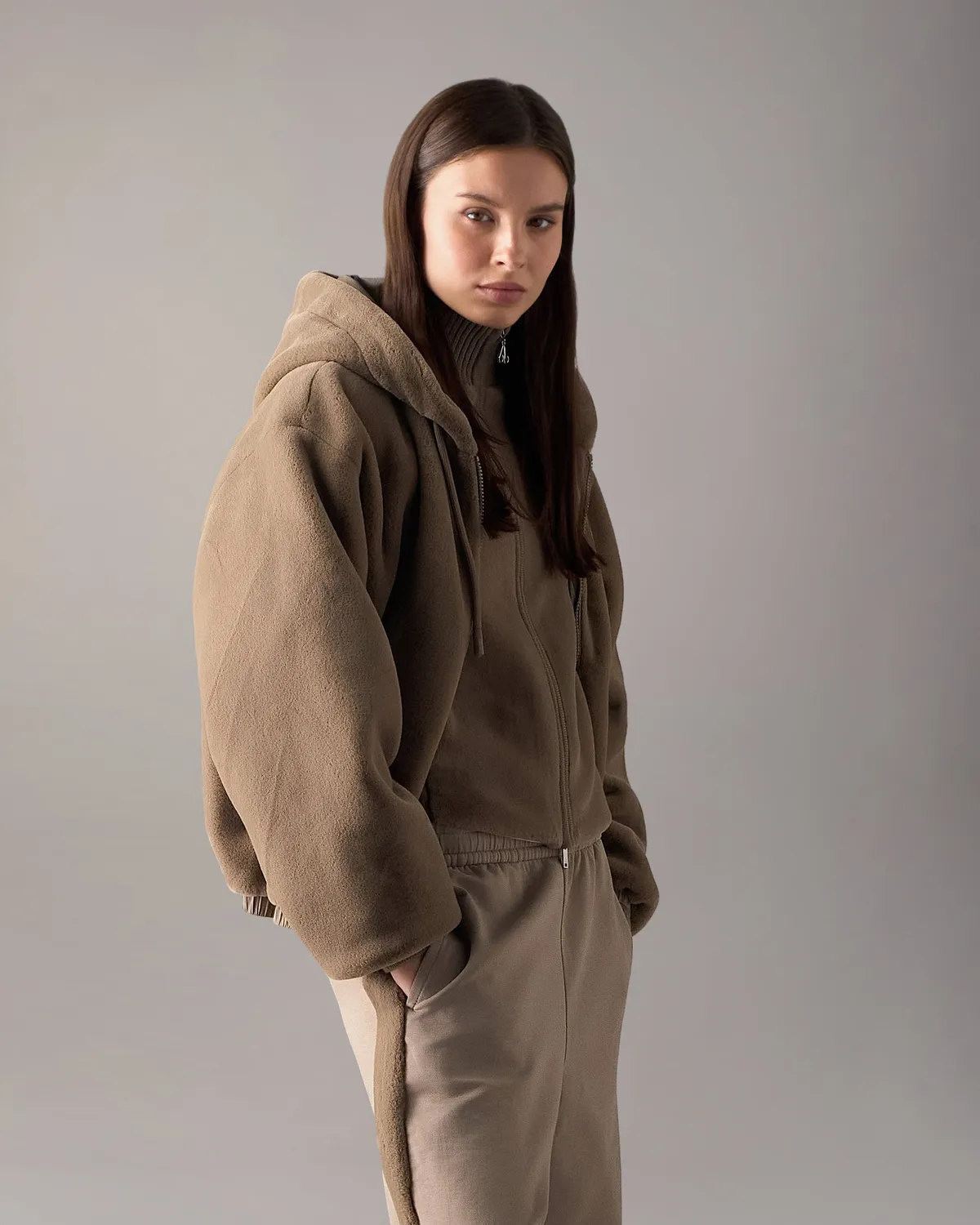 Moose Knuckles Eaton Bunny hoodie gris réversible