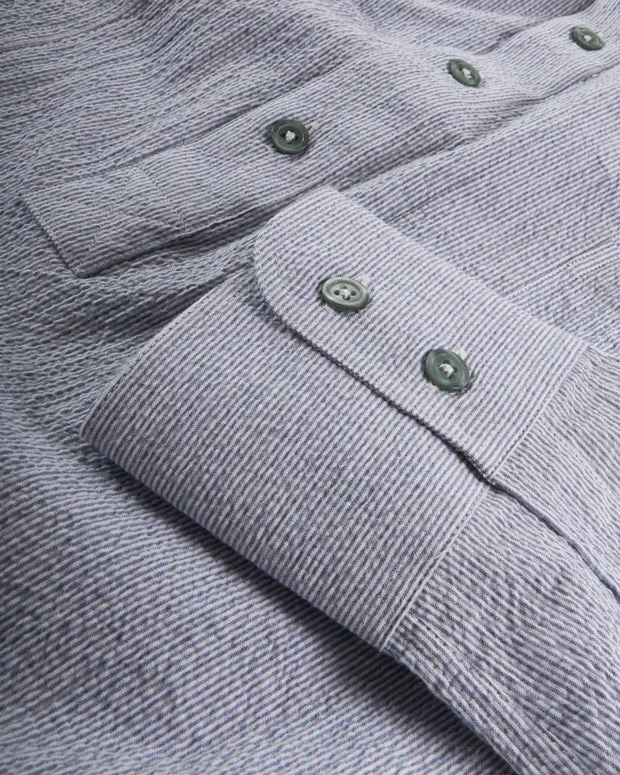 Hollington chemise seersucker grise col nehru