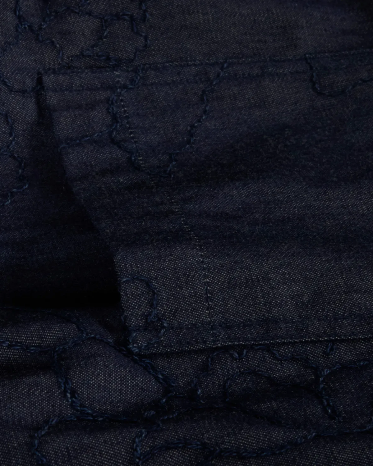 Hollington chemise fancy denim col mao bleu coton