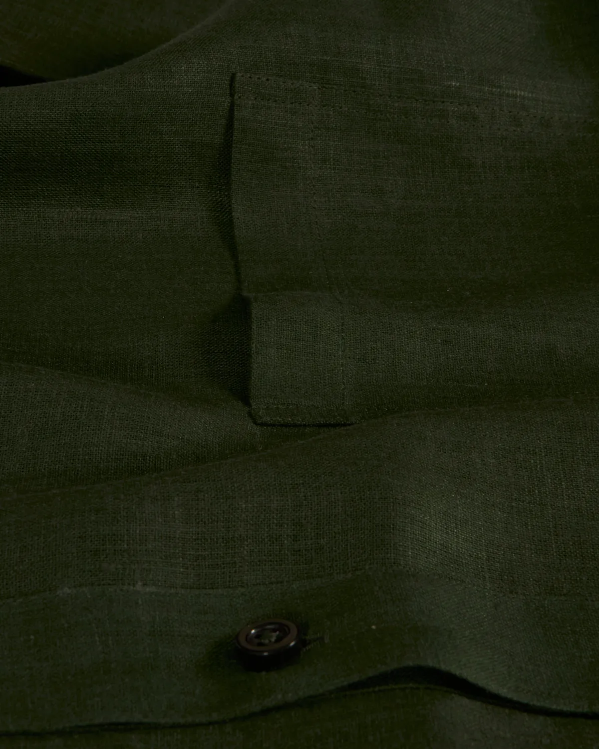 Hollington chemise col mao toile lin chemise vert bronze M