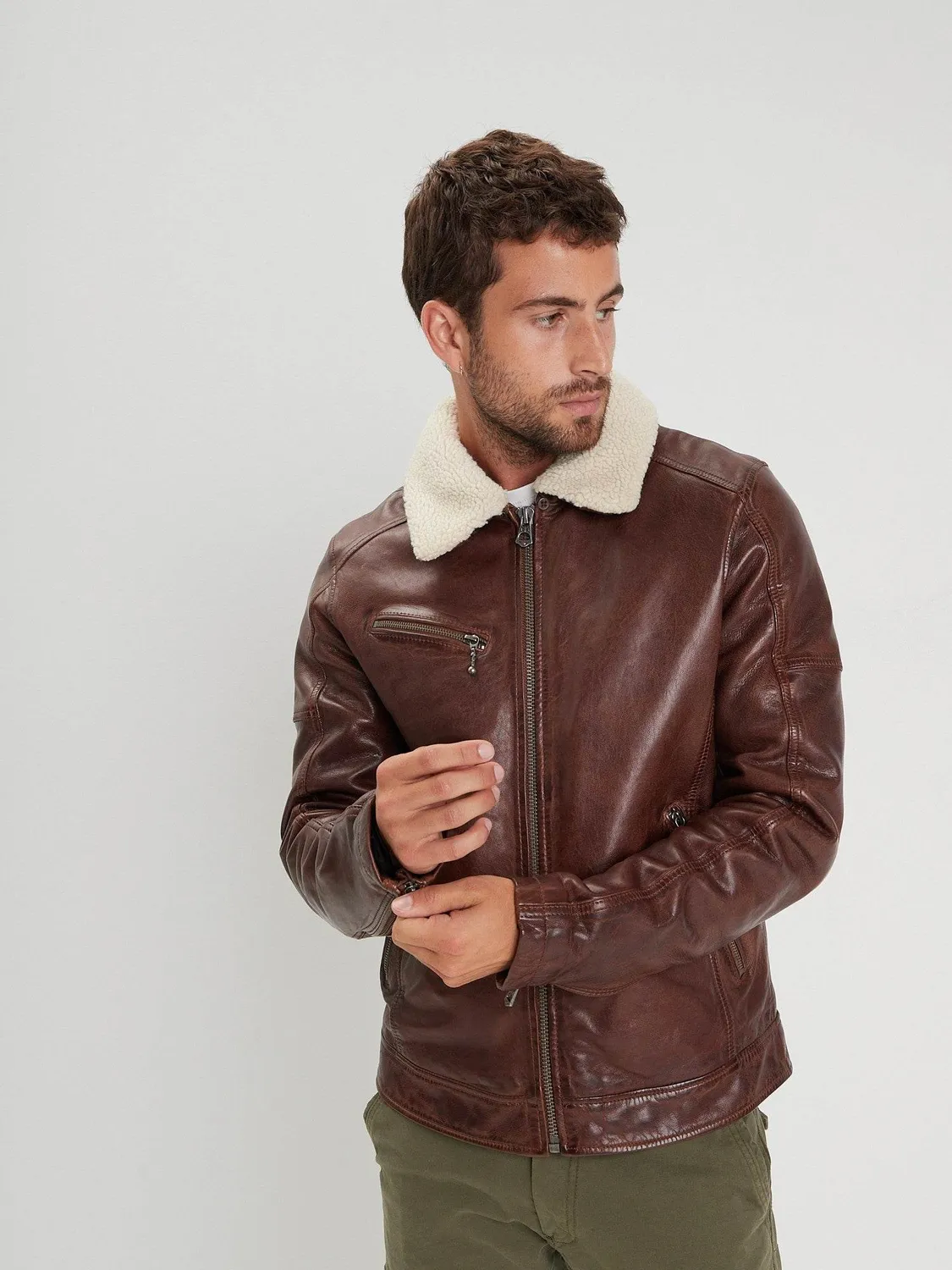DAYTONA Platon blouson aviateur cuir agneau col mouton
