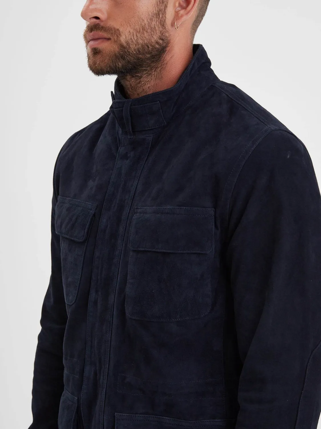 DAYTONA Salem veste cuir homme chèvre velours navy