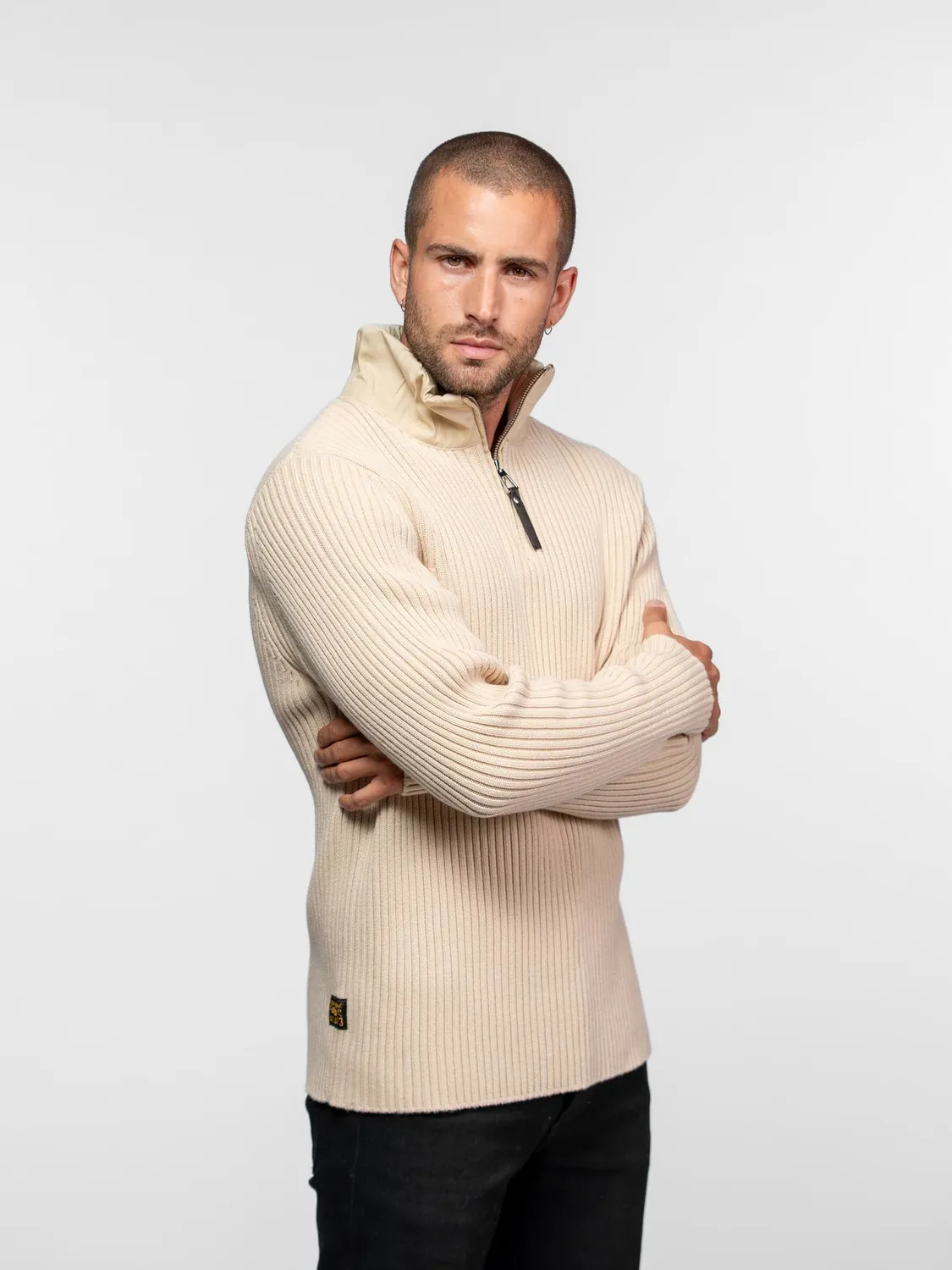 Daytona Moran pull camionneur coton col zippe navy