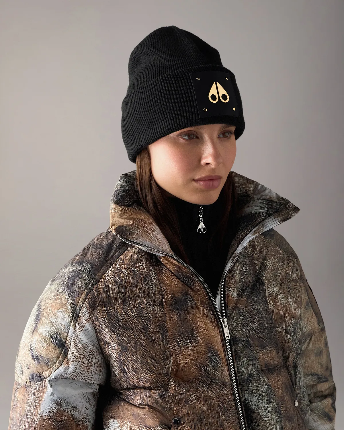 Moose Knuckles Gold Series bonnet noir laine