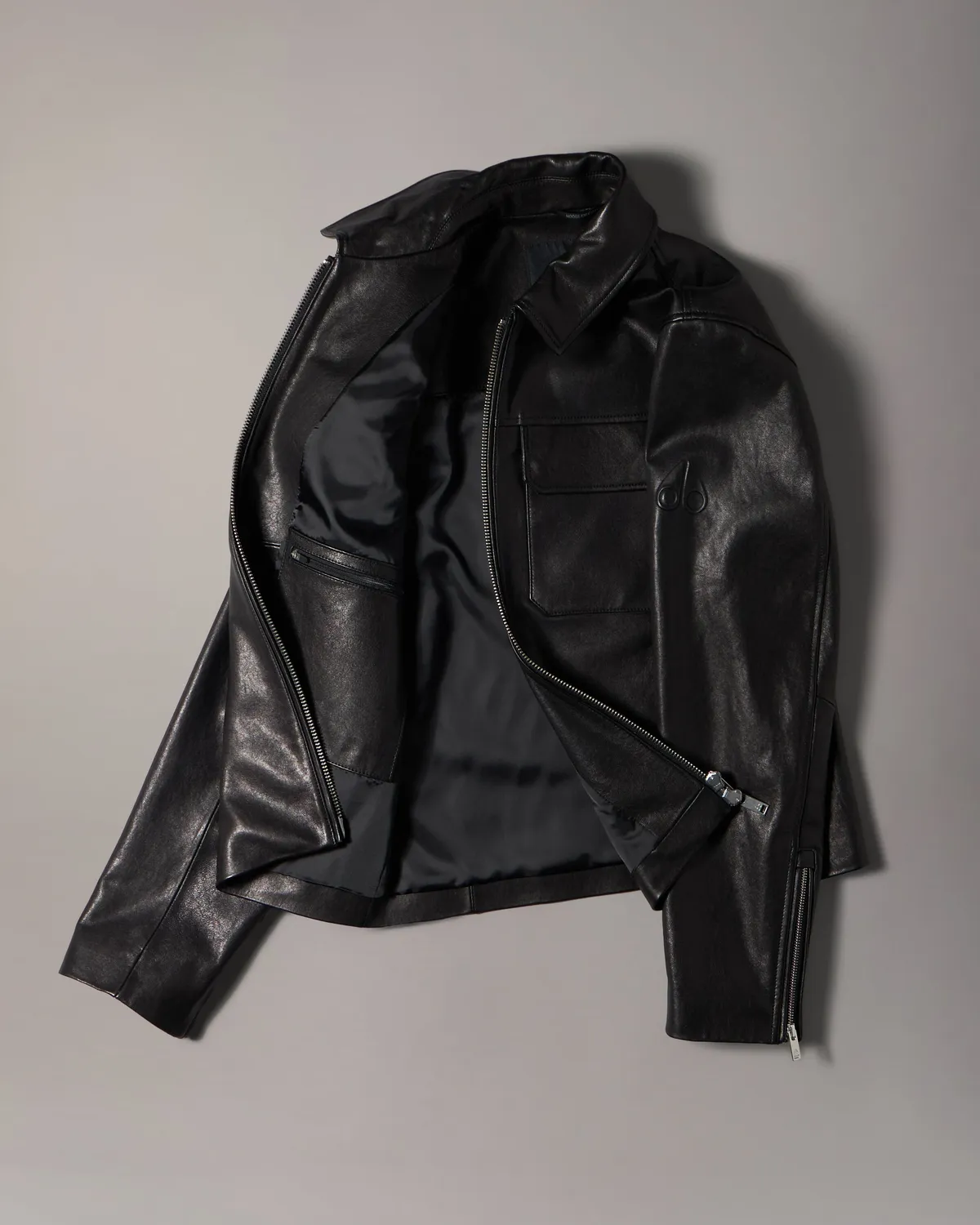 Moose Knuckles Jacques blouson cuir noir véritable