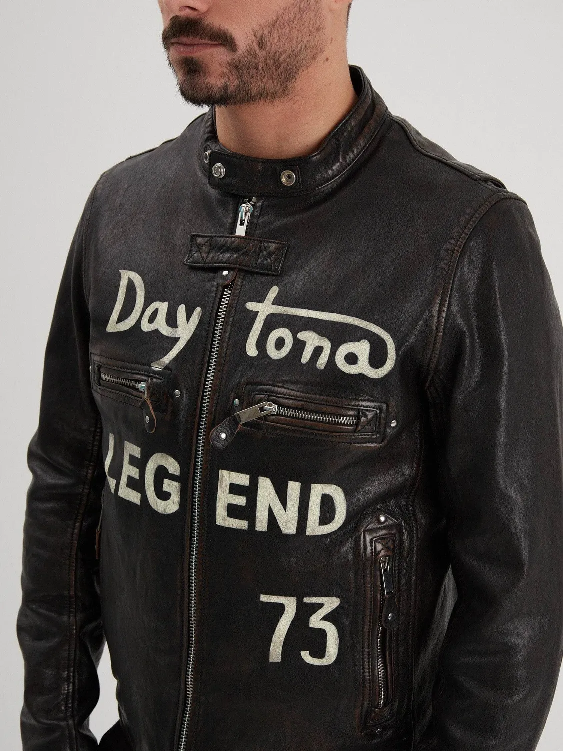 DAYTONA Houghton blouson cuir vintage noir agneau