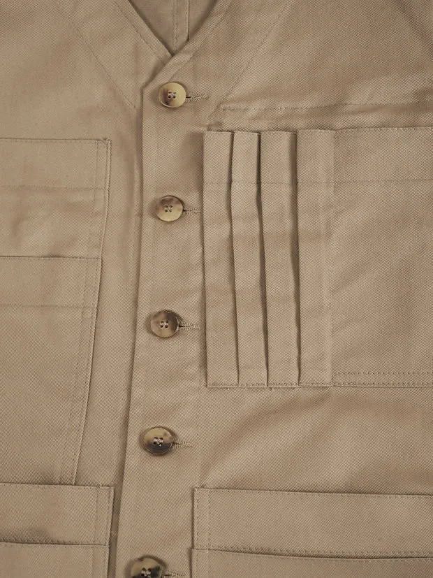 Hollington gilet 20 poches twill coton sable stretch