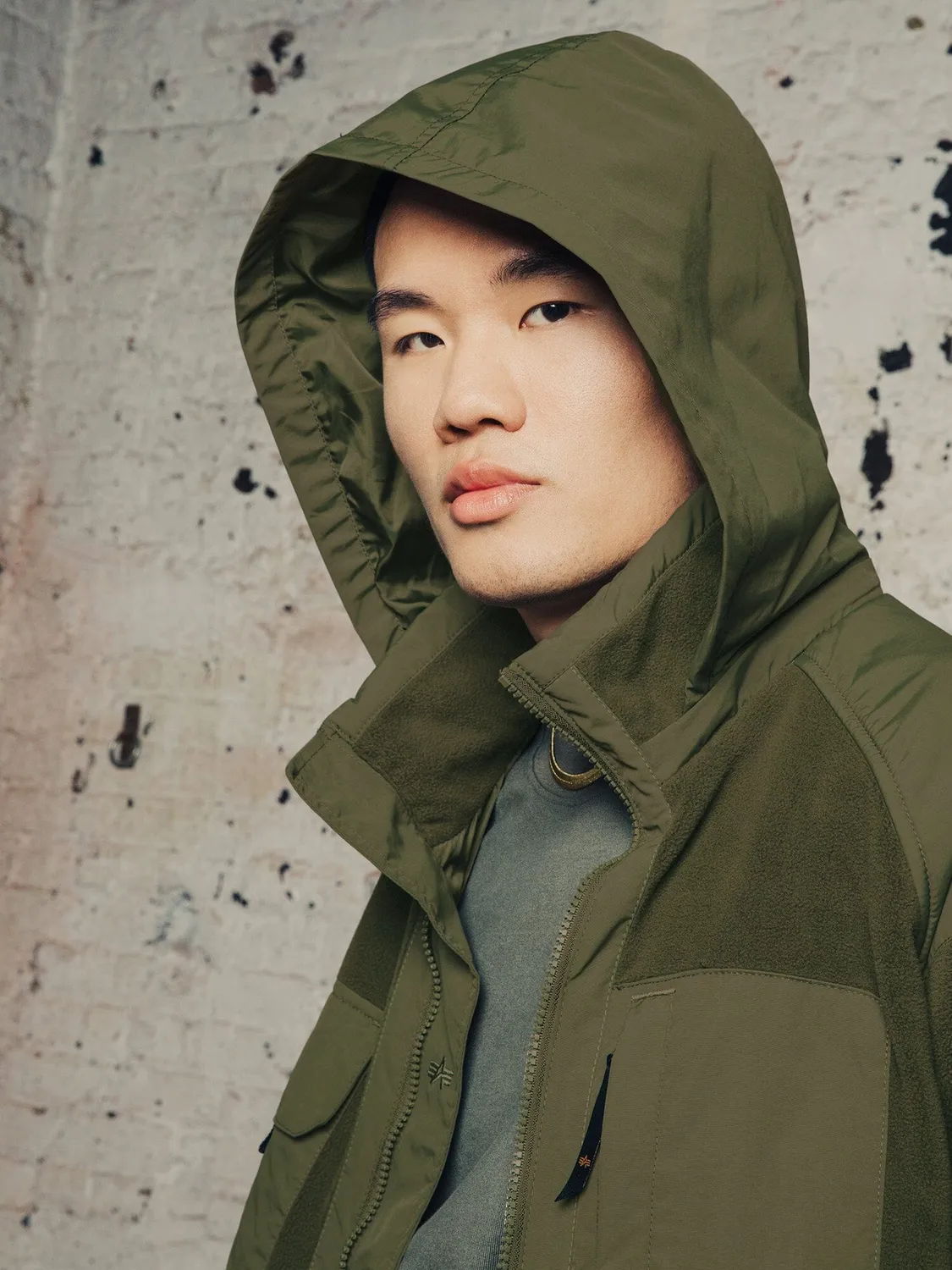 Alpha Industries Mixed Media sweat polaire zip vert foncé