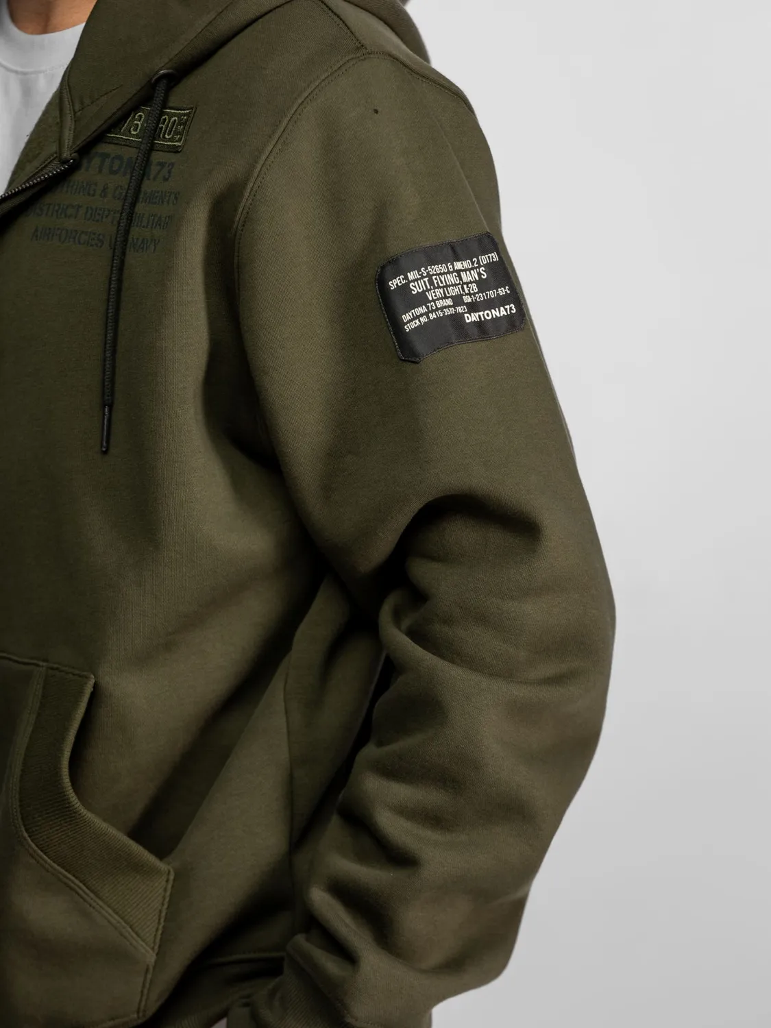 Daytona Tulman sweat capuche zip Kaki coton brossé