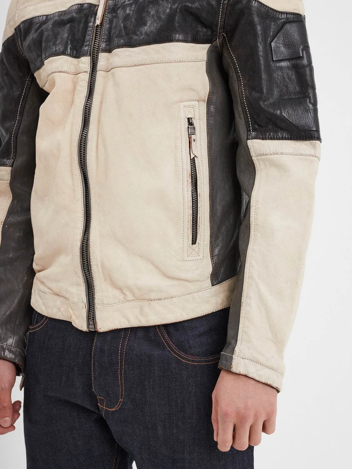 DAYTONA Borges blouson moto cuir blanc patiné