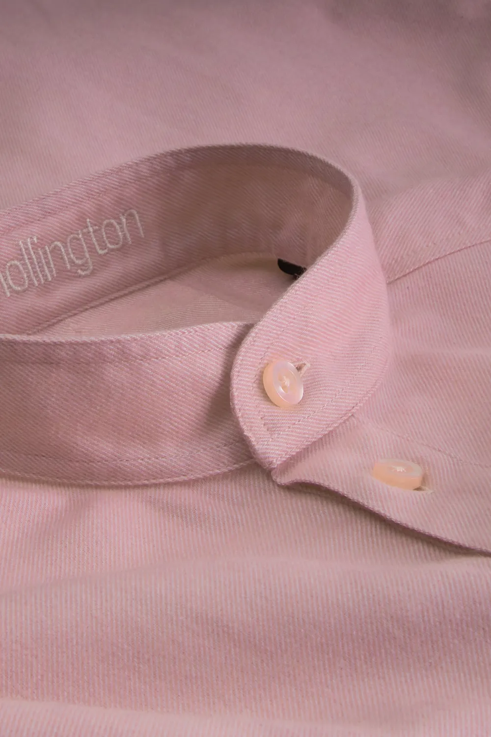 Hollington chemise col mao coton brossé nude coupe droite