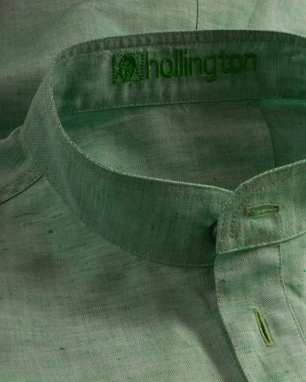 Hollington chemise col mao coton lin pistache