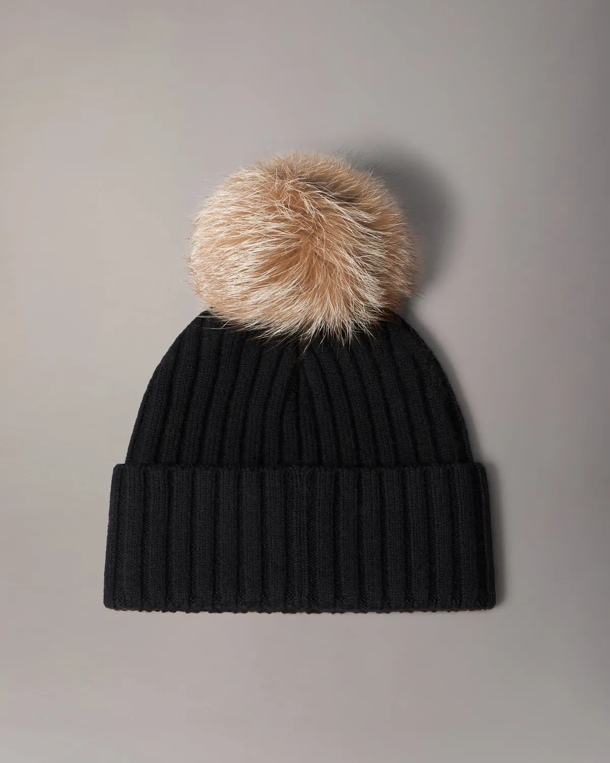 Moose Knuckles Fur Pompom bonnet noir laine taille unique