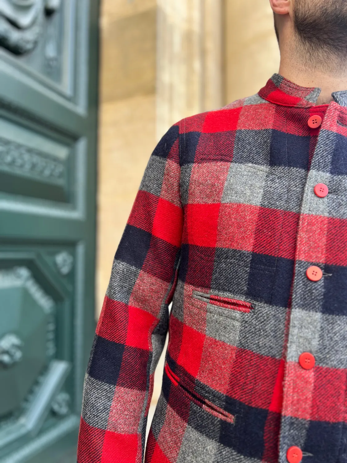 Hollington Architecte veste tweed carreaux rouges