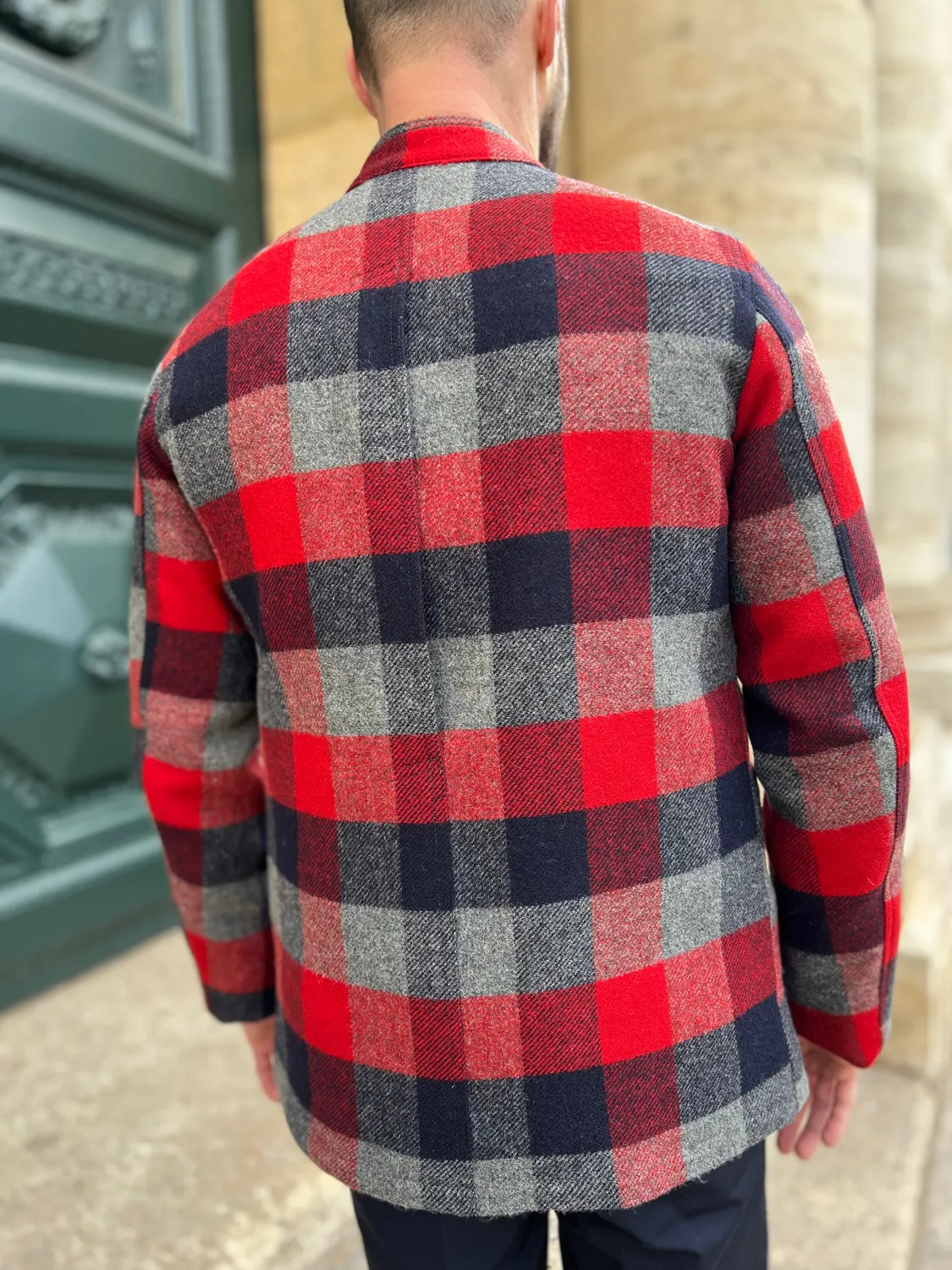 Hollington Architecte veste tweed carreaux rouges