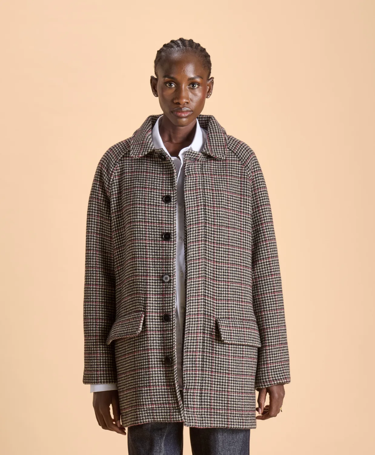 SOUBACQ Le Trench Lenno trench laine pied-de-poule