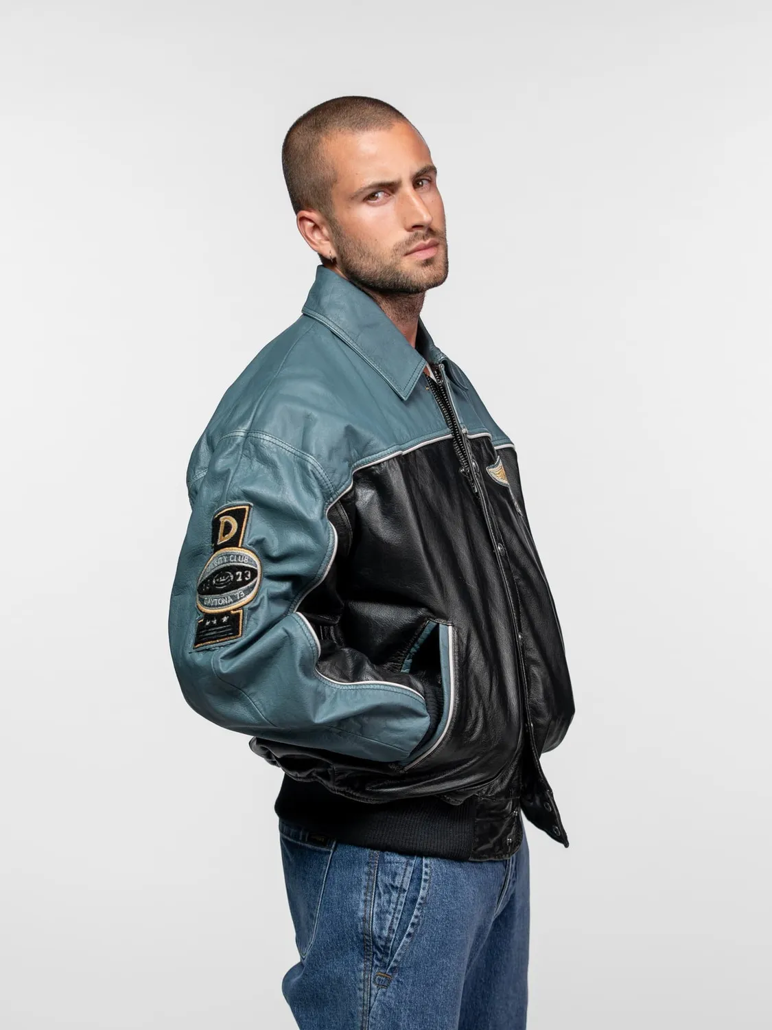 Daytona Langdon teddy homme noir cuir buffle