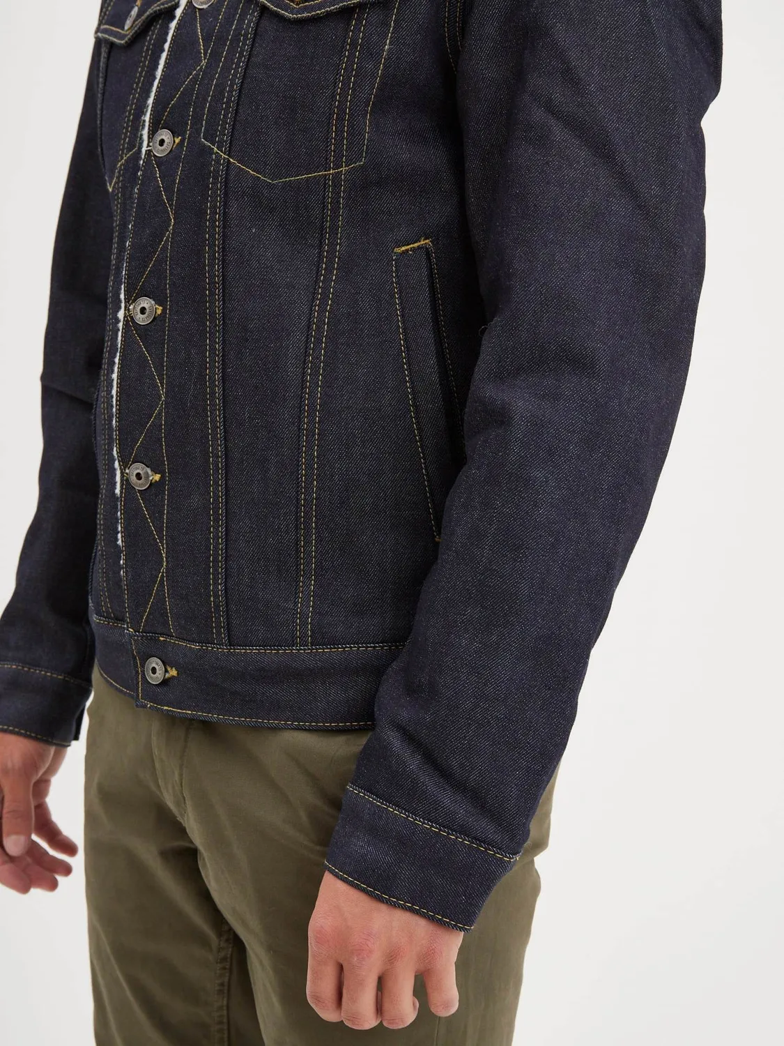 Daytona Mills veste jean raw indigo doublure sherpa