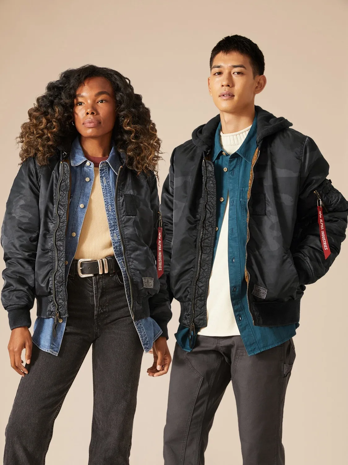 Alpha Industries MA-1 Hooded Battlewash blouson camo noir