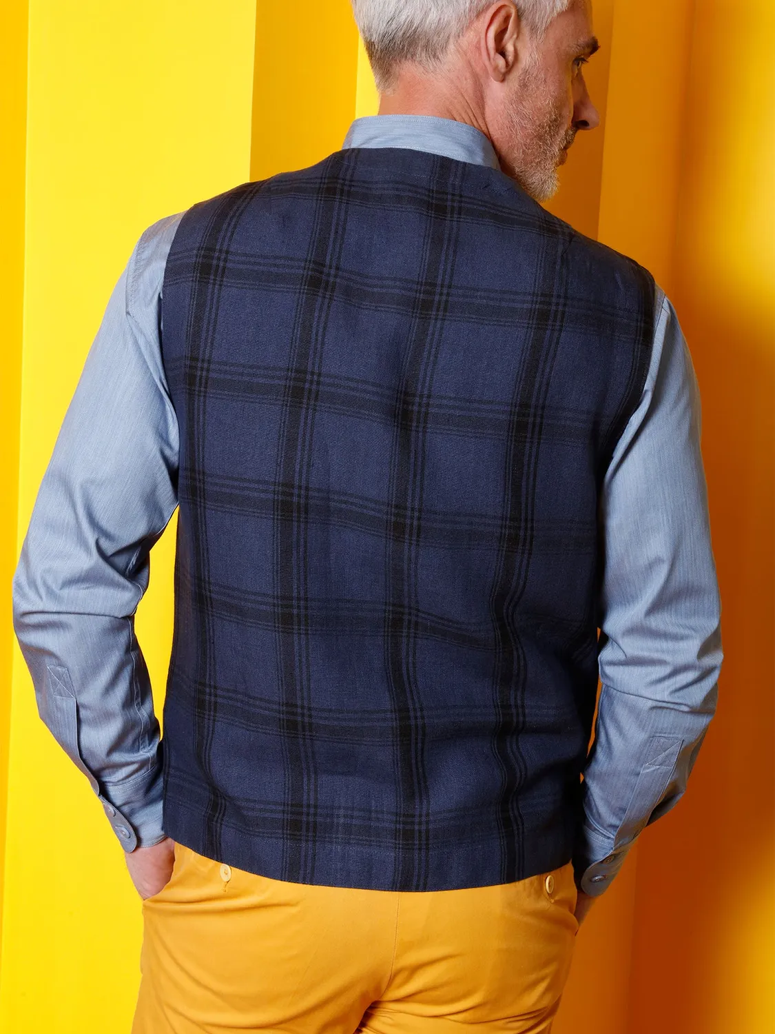 Hollington Lumberjacket gilet lin à carreaux bleu