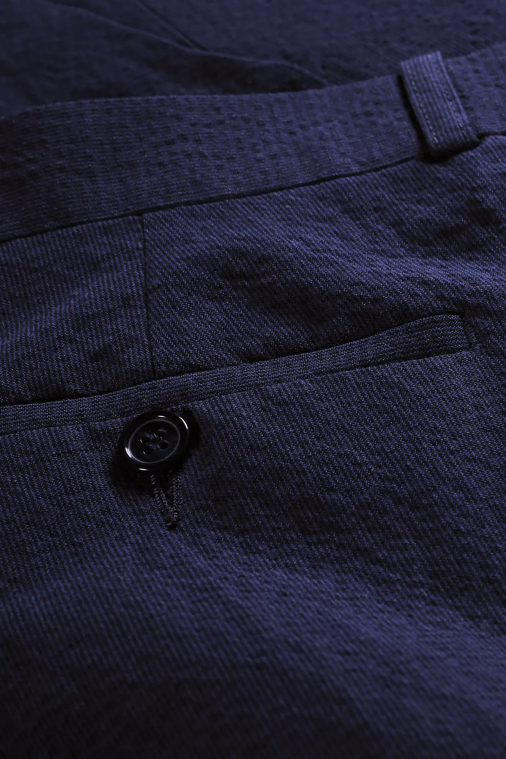 Hollington Siza pantalon seersucker bleu marine coton-lin