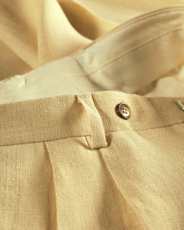 Hollington pantalon Luca plissé lin écru hopsack