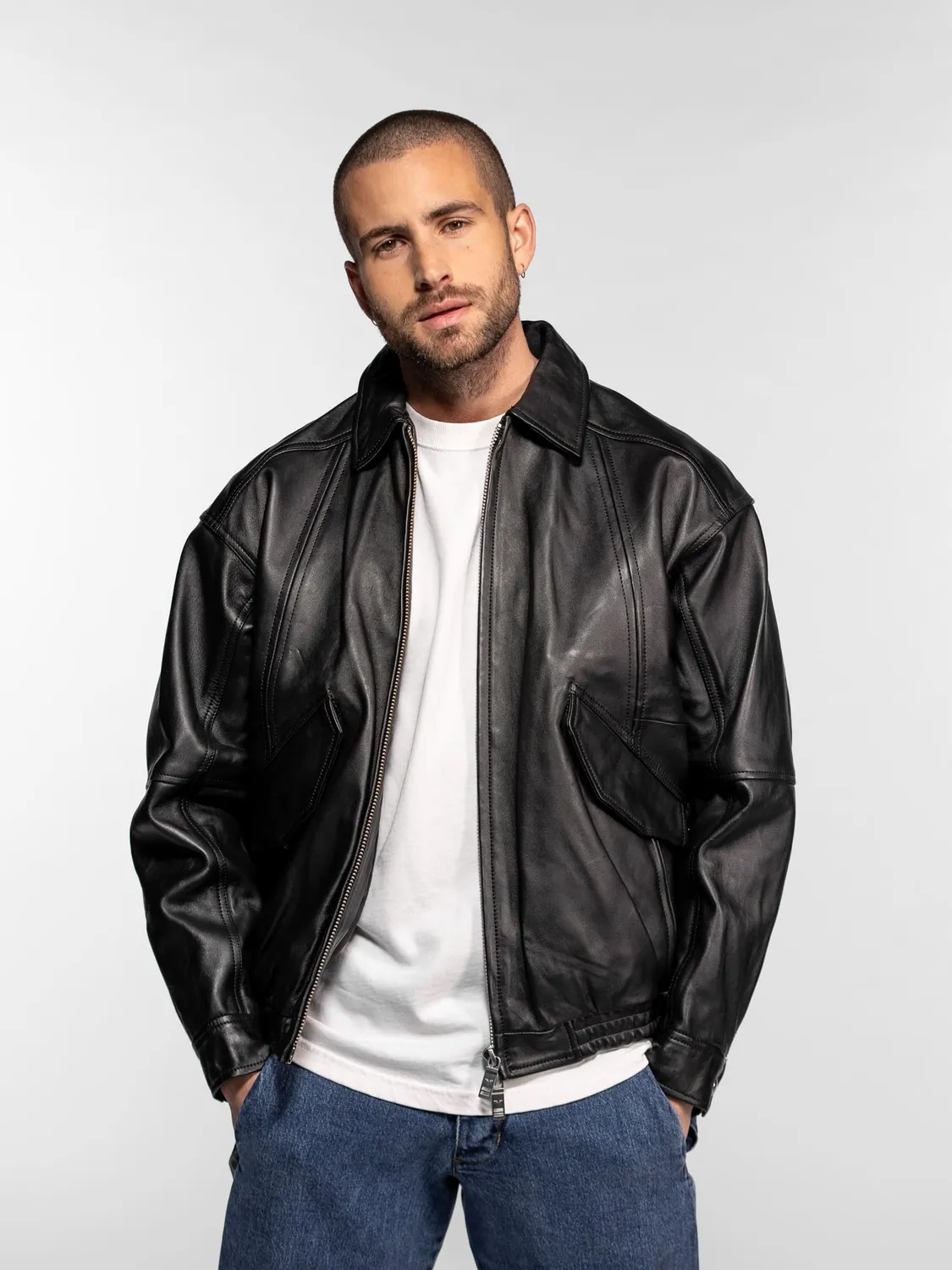 DAYTONA Dekalb blouson cuir oversize noir