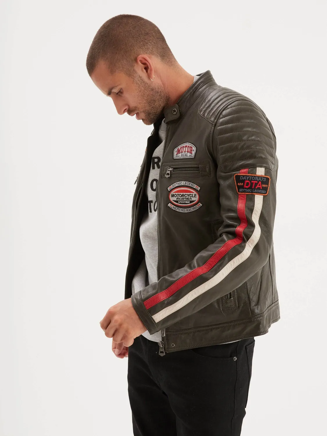 Daytona Gasly blouson motard mouton noir col motard