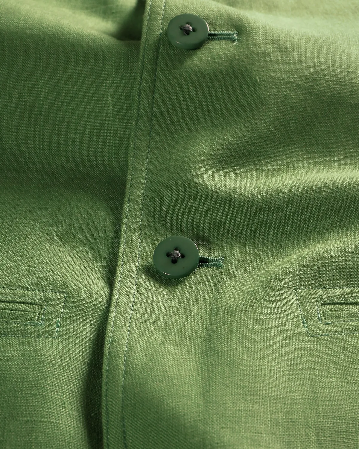 Hollington Megève veste lin verte col officier taille 46