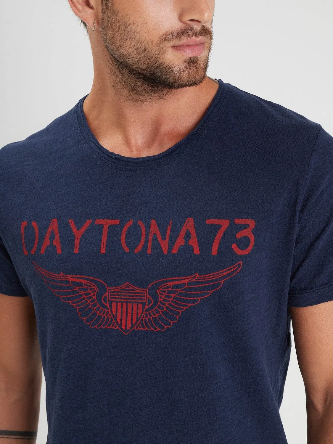 Daytona American t-shirt imprimé noir coton flammé
