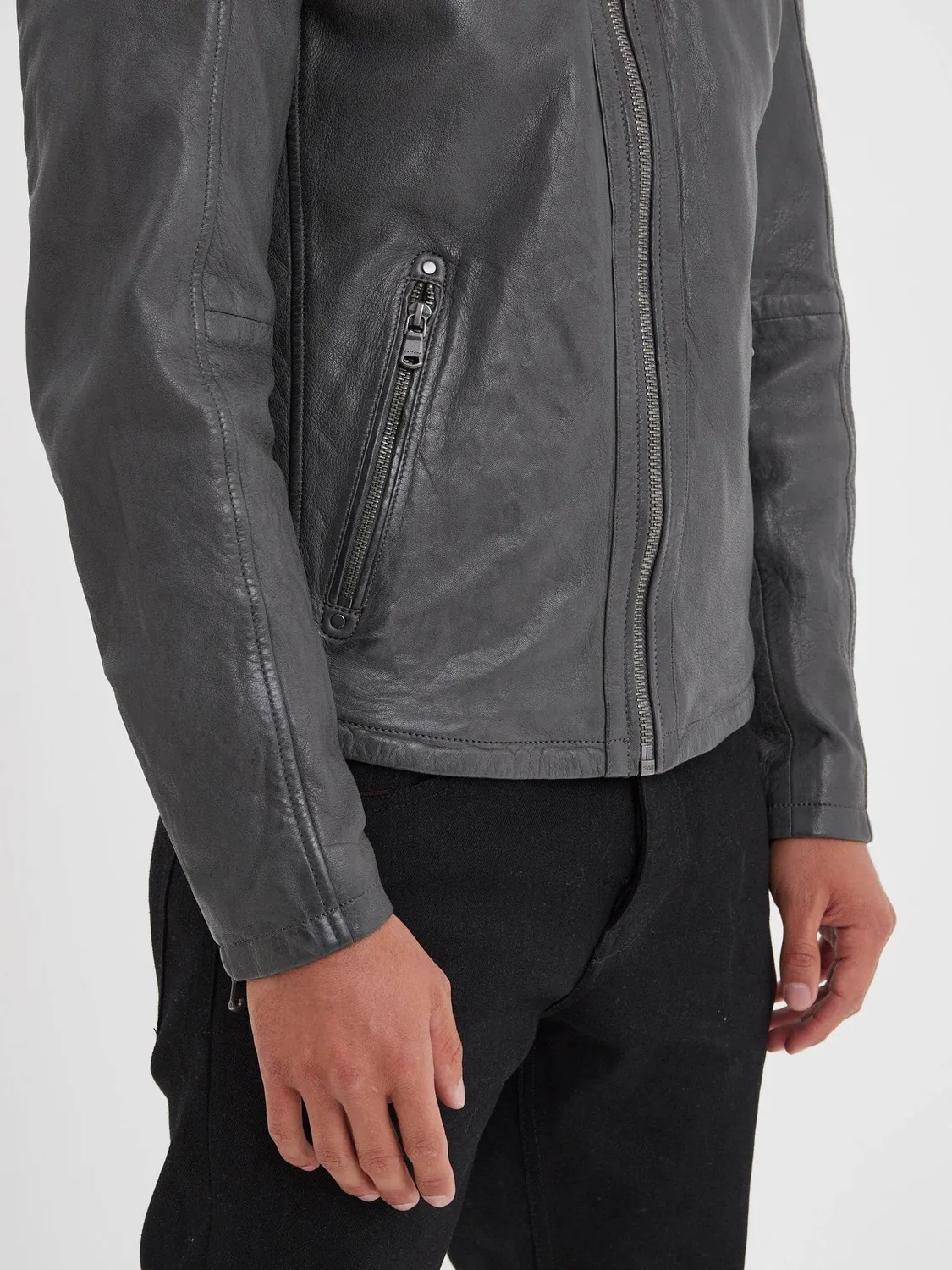 Daytona Gafino blouson cuir homme cognac agneau col motard