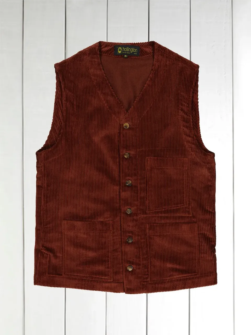 Hollington gilet poches plaquées velours châtaigne laine
