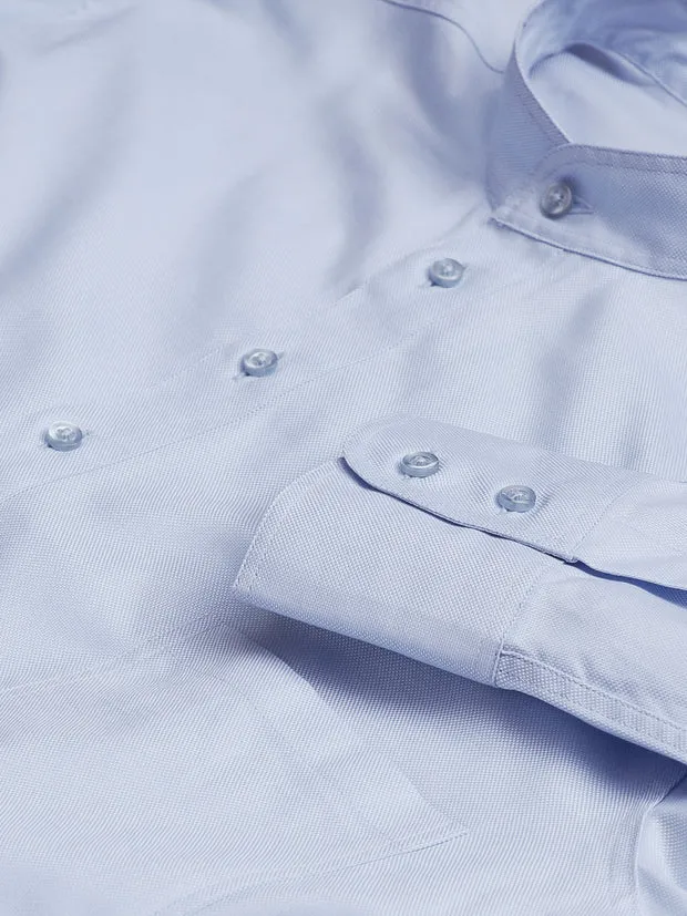 Hollington chemise col mao coton bleu azur