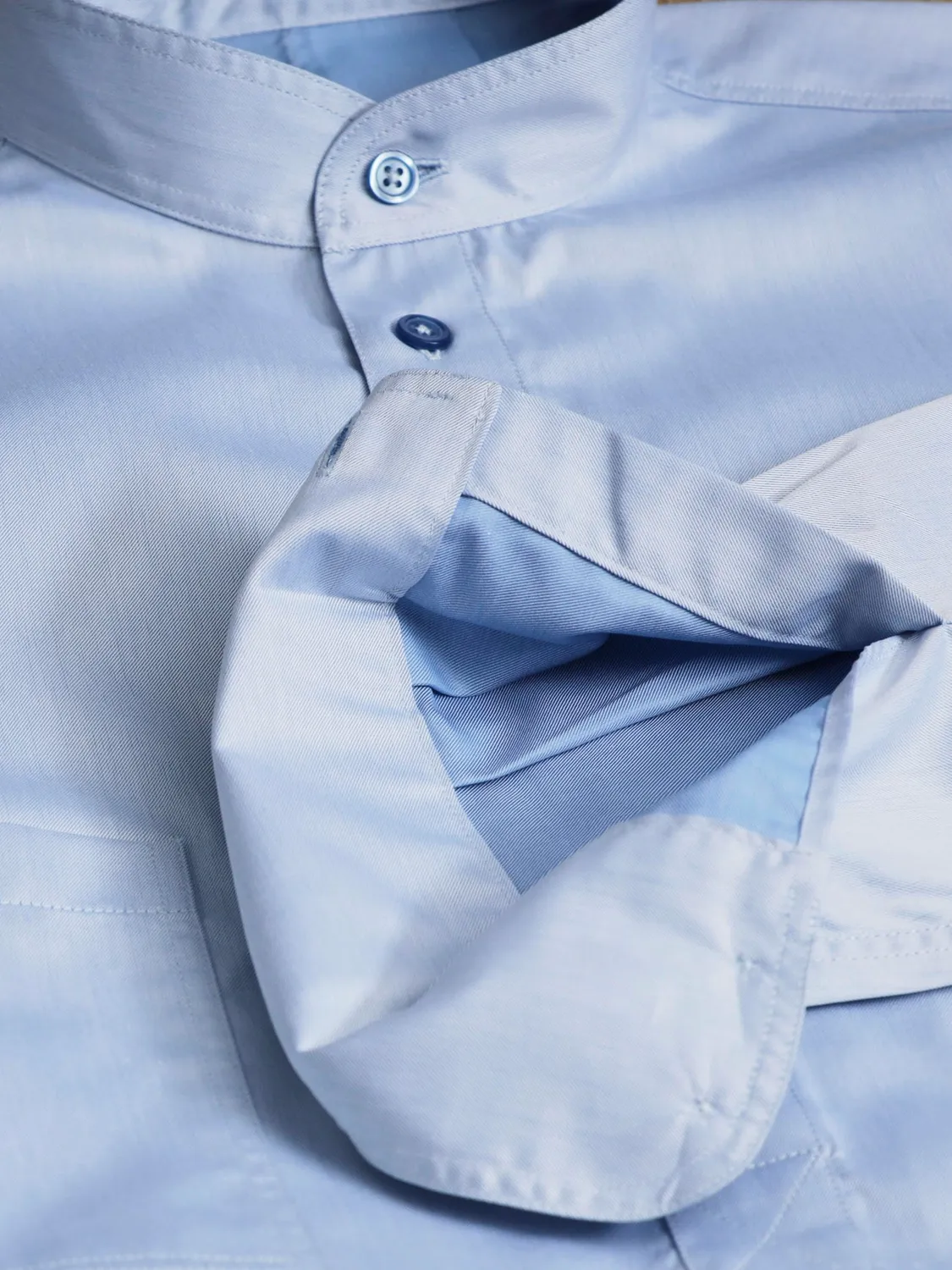 Hollington chemise col mao coton luxe bleu clair homme