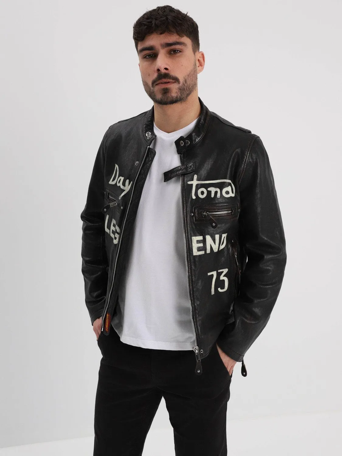 DAYTONA Houghton blouson cuir vintage noir agneau
