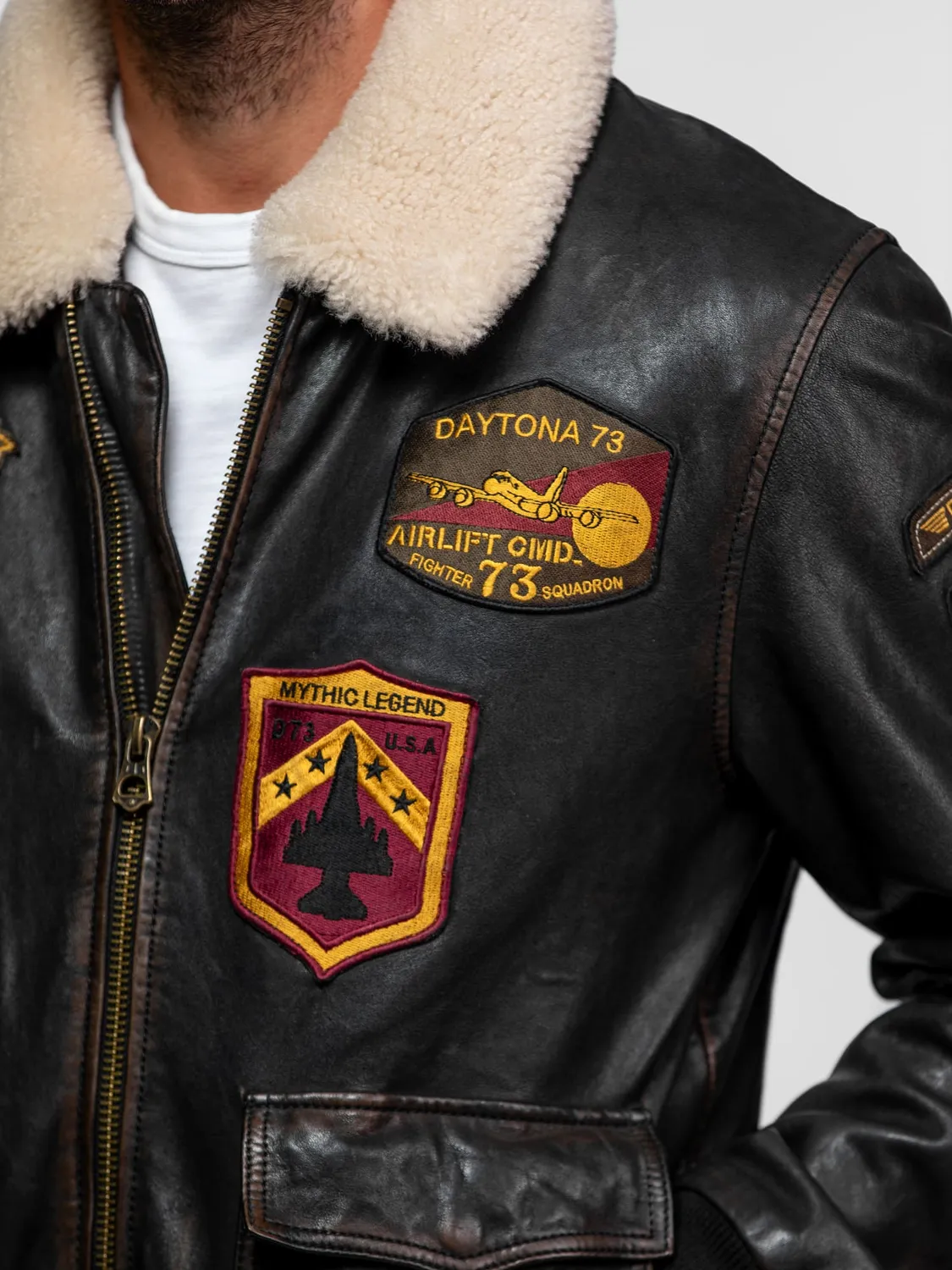 Daytona Mock blouson cuir aviateur noir patiné
