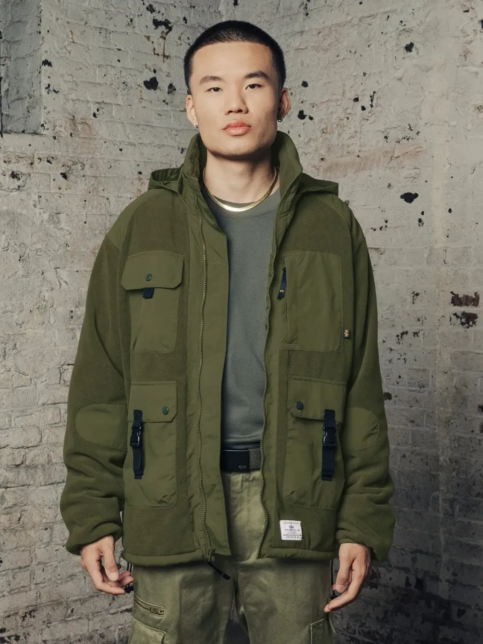 Alpha Industries Mixed Media sweat polaire zip vert foncé