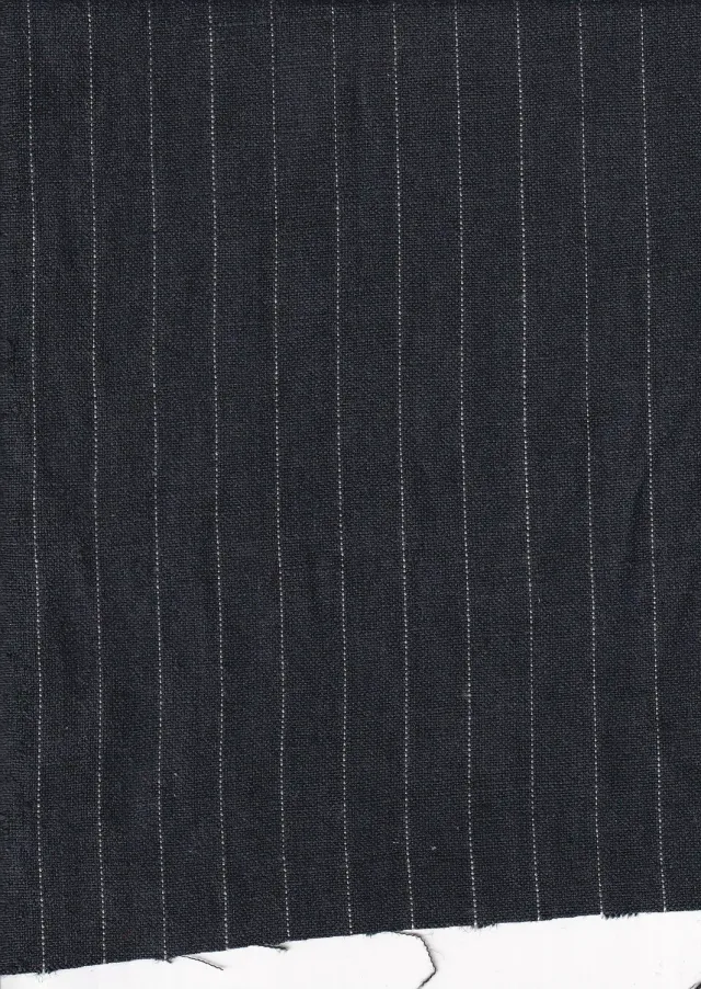 Hollington tissu lin et soie gris rayures craie au mètre