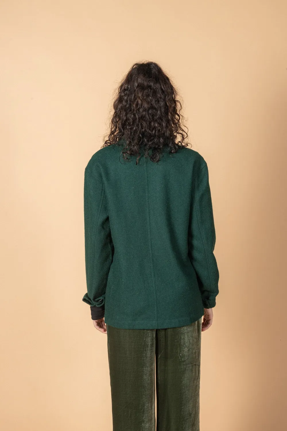 Soubacq Le Bleu Jade veste de travail laine vierge verte