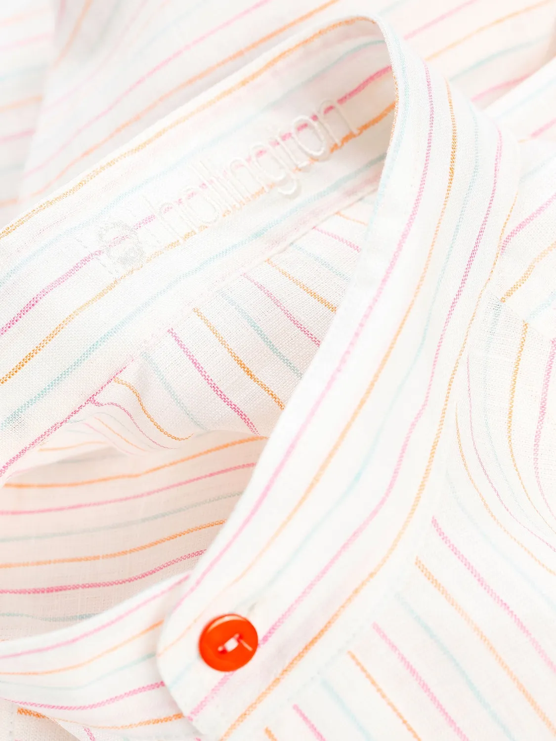 Hollington chemise lin rayures multicolores col nehru