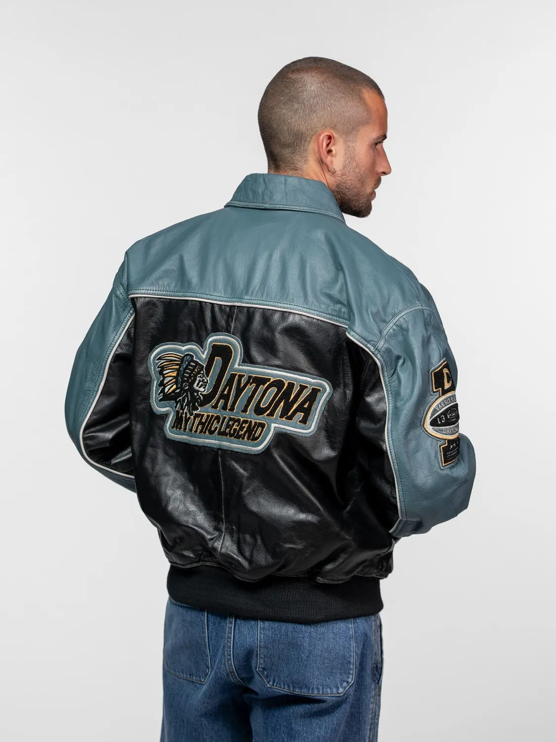 Daytona Langdon teddy homme noir cuir buffle