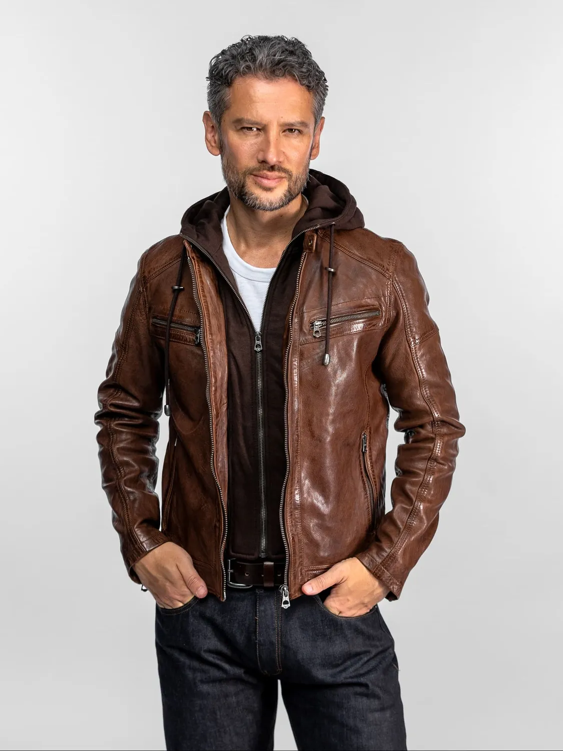 Daytona Bishop blouson cuir vintage agneau noir