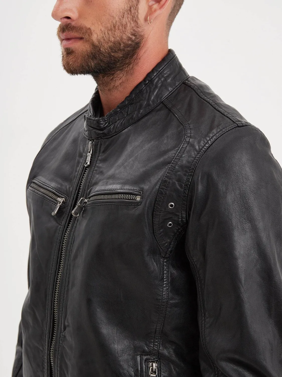 Daytona Dustin Blouson cuir homme mouton col motard