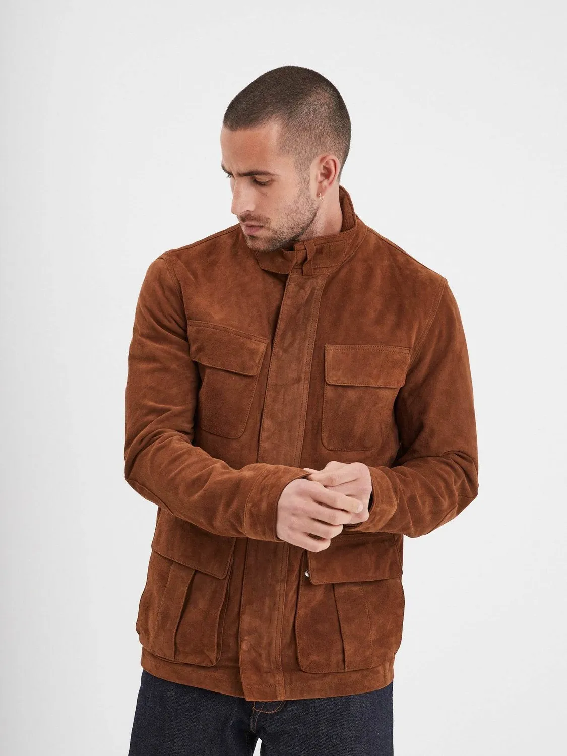 DAYTONA Salem veste cuir homme chèvre velours navy
