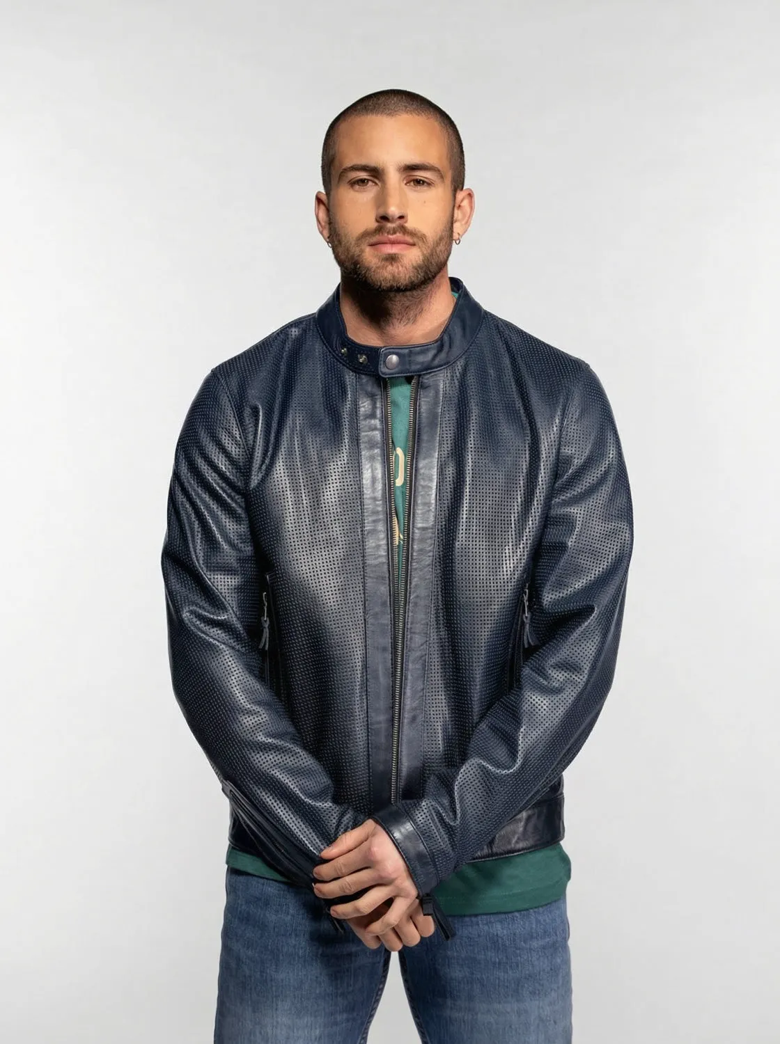 Daytona Berrien blouson cuir perforé noir