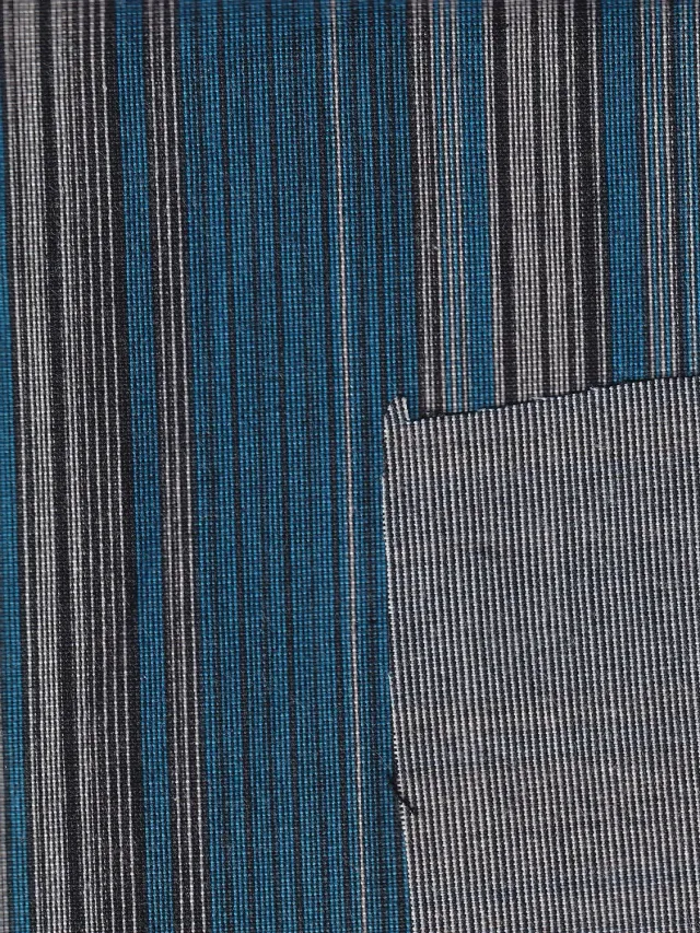 Hollington tissu toile coton-lin bleu rayures basques mètre